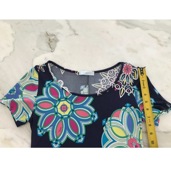 EMILIO PUCCI NAVY FLORAL MULTI PRINT DRESS SIZE IT 40 / US 6 - Picture 7 of 13
